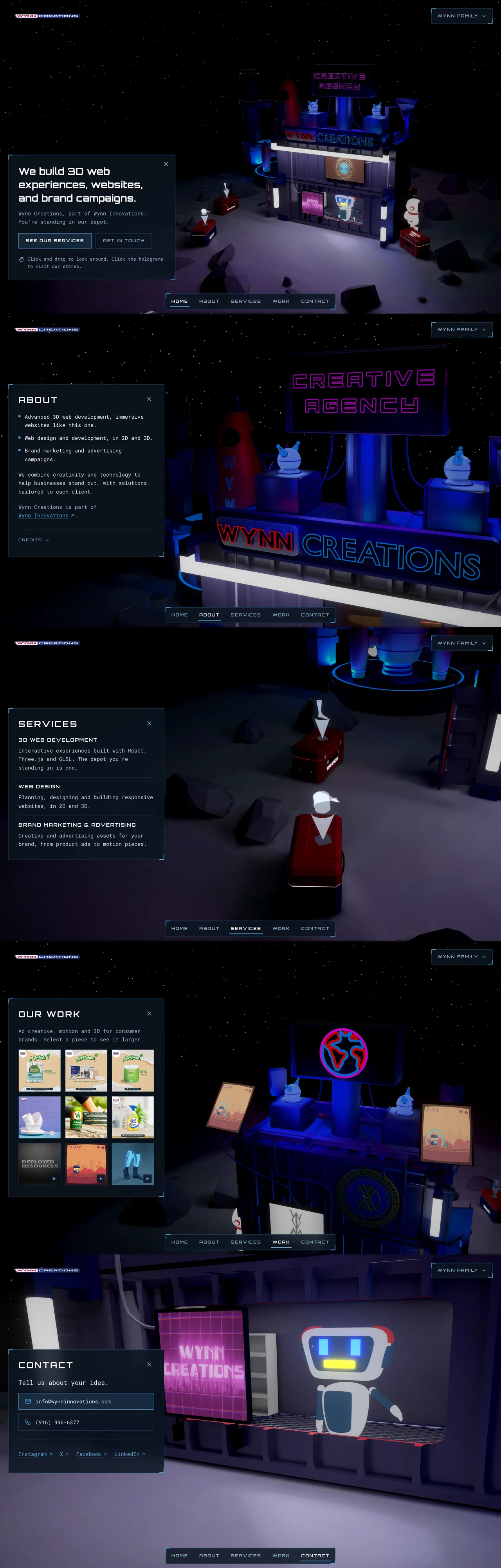 Wynn Space Depot: full home page, scrolling